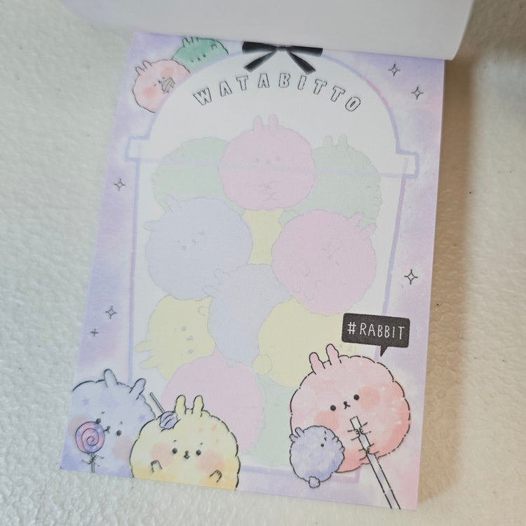 Crux Cotton Candy Rabbit Mini Memo Pad Kawaii Stationery Collectible Gifts