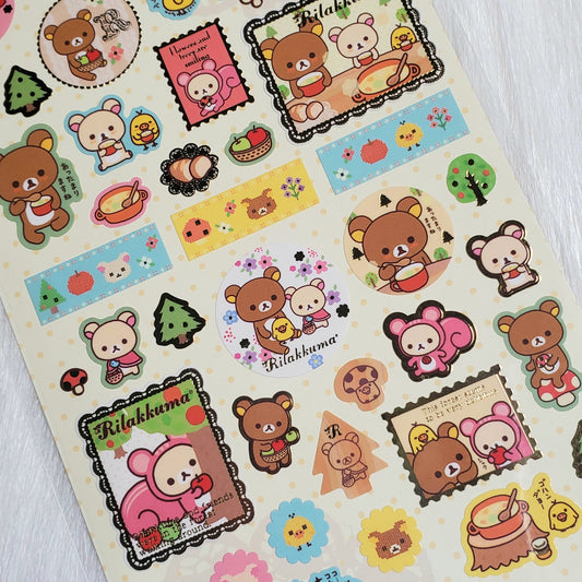 San-x Rilakkuma Forest Stickers Sticker Sheet Kawaii Japan Collectible