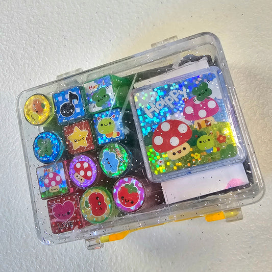 Happy Kawaii Stamp set stampers Japan Retro Collectible Gifts Planner Used