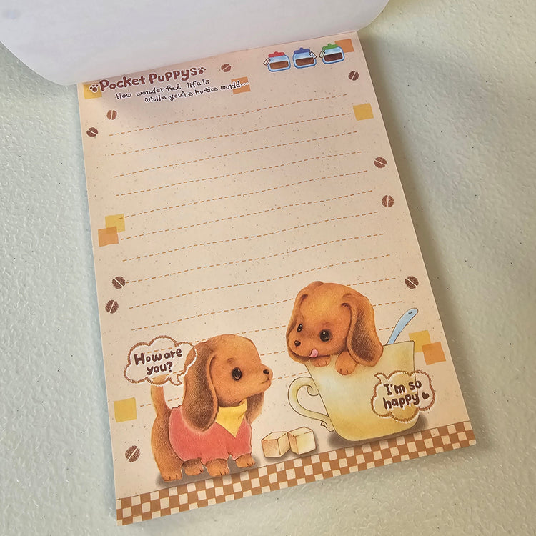 Pocket Puppies Large Memo Pad Sticker Page Kawaii Stationery Notepad Collectible Used