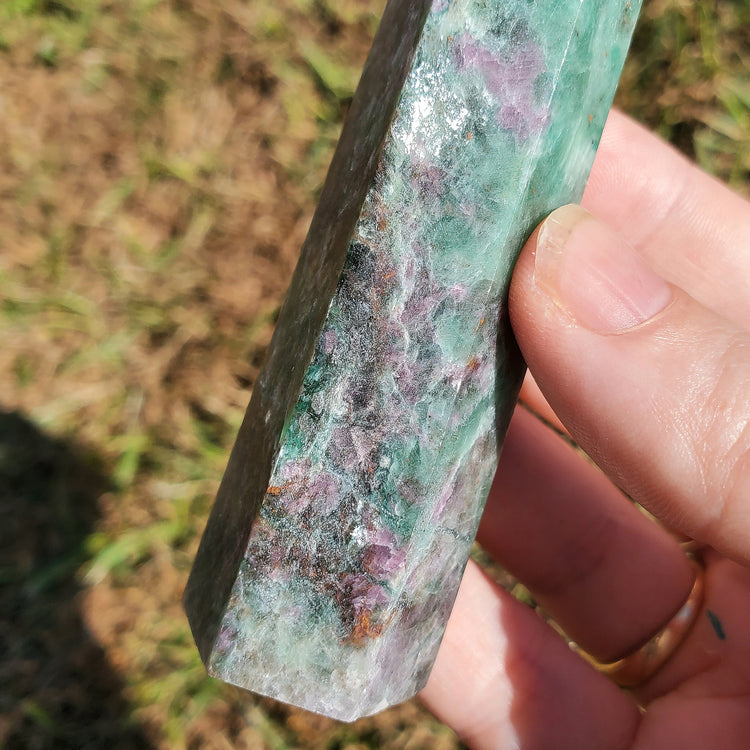 Green Mica Pink Tourmaline Generator Tower Crystals Collectible