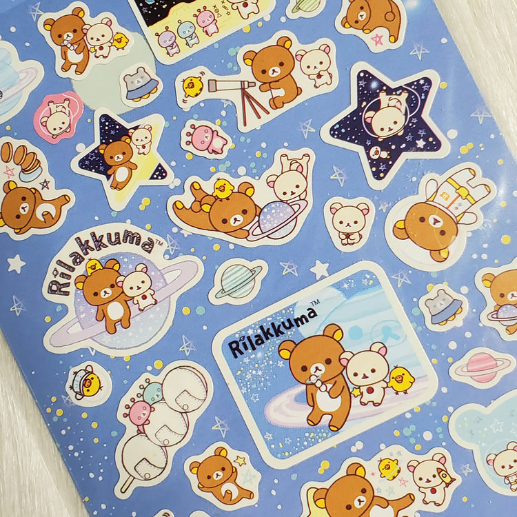 Retro San-x Rilakkuma Glow In Dark Space Stickers Sticker Sheet Kawaii Japan