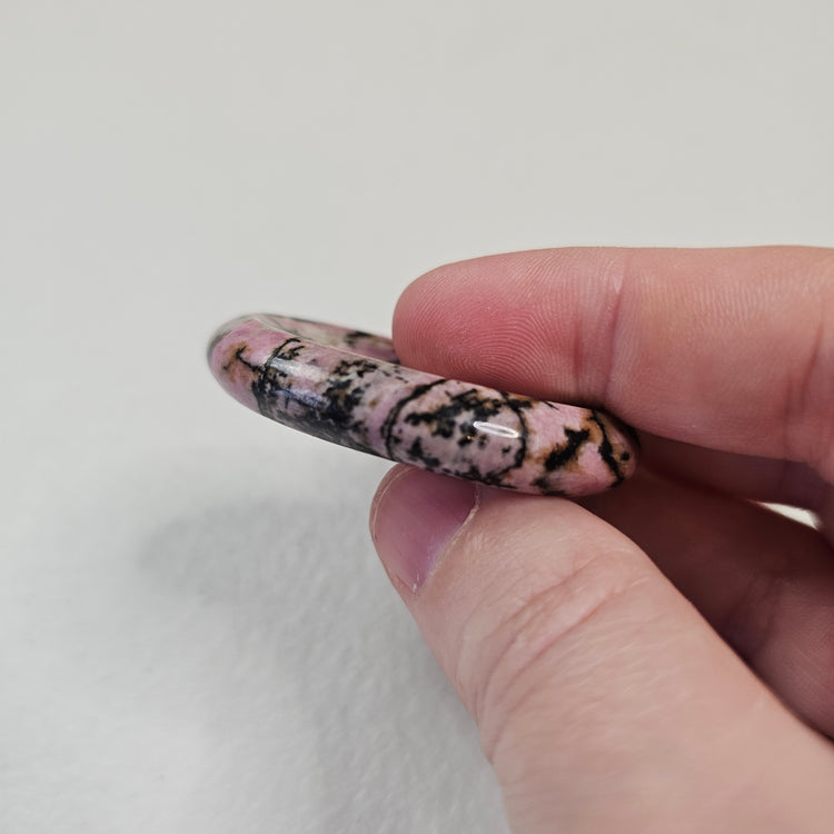 Rhodonite Handcrafted Thumb Pocket Worry Stone Anxiety Relief BONUS Info Card