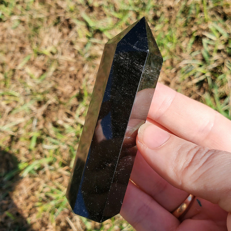 Black Obsidian Tower Point BONUS INFO CARD Crystals Minerals Stones