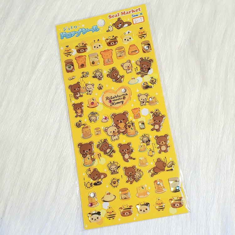 San-x Rilakkuma Honey Stickers Sticker Sheet Kawaii Japan Collectible