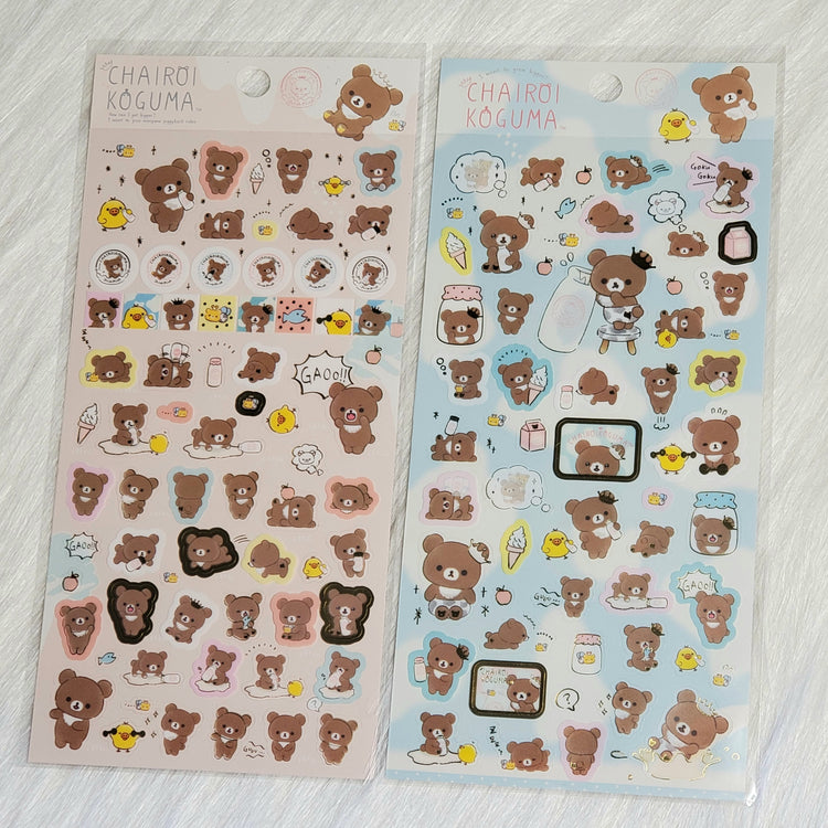 San-x Rilakkuma Chairoikoguma Milk Sticker Sheet LOT (2) Stickers Japan Gifts