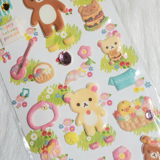 San-x Rilakkuma Picnic Stickers Sticker Sheet Kawaii Japan Collectible