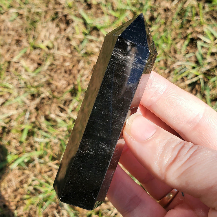 Black Obsidian Tower Point BONUS INFO CARD Crystals Minerals Stones