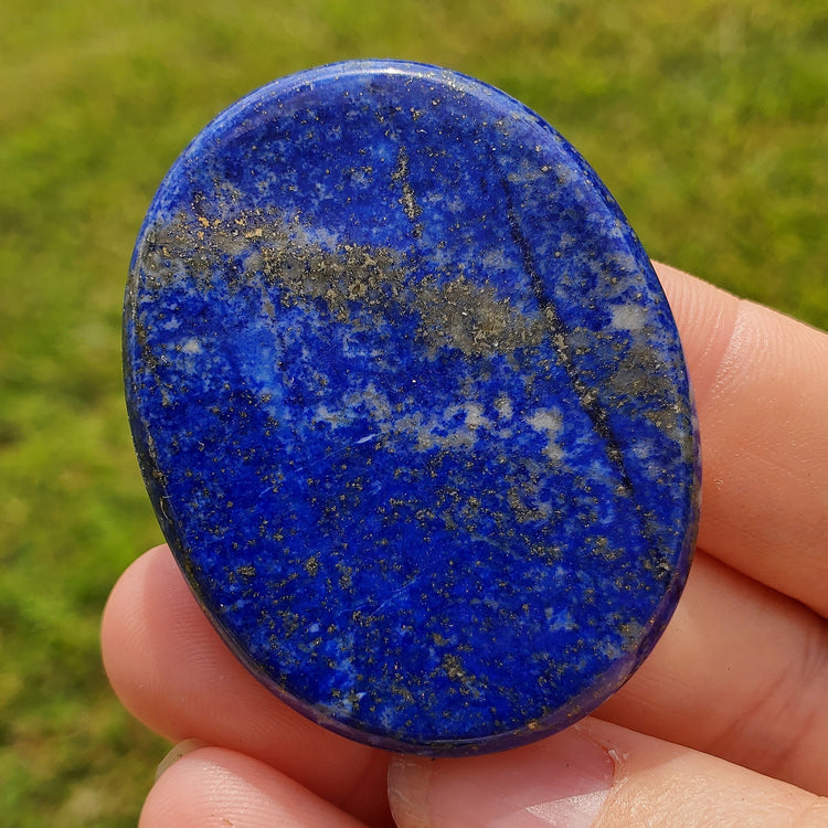 Lapis Lazuli Worry Stone Pyrite Pocket Crystals Mineral Stones Natural BONUS Info Card Collectible Gifts