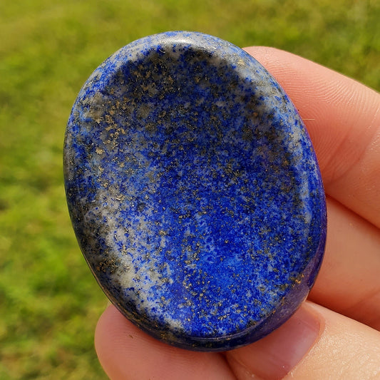 Lapis Lazuli Worry Stone Pyrite Pocket Crystals Mineral Stones Natural BONUS Info Card Collectible Gifts
