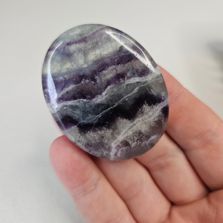 Rainbow Fluorite Worry Pocket Stone Crystals BONUS INFO CARD Gifts