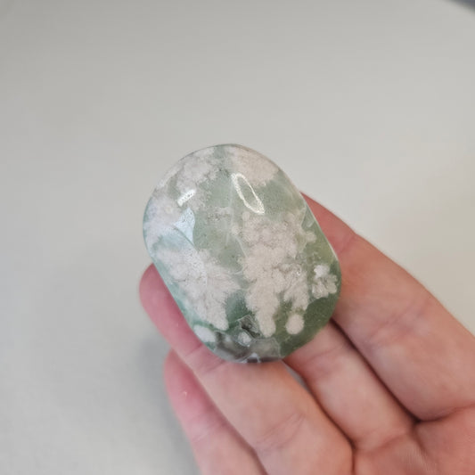 Green Flower Agate Palm Pocket Stone Crystals Minerals Stones Natural Metaphysical Nature Reiki Sugary Collectible