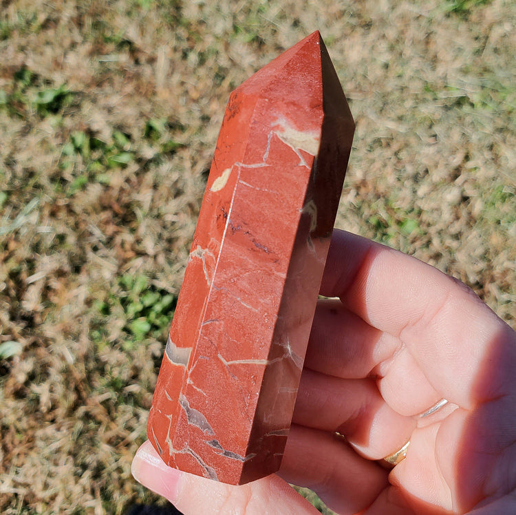 Dragon Blood Jasper Tower Point BONUS INFO CARD Crystals Minerals Stones