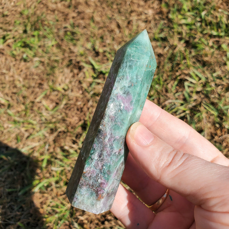 Green Mica Pink Tourmaline Generator Tower Crystals Collectible