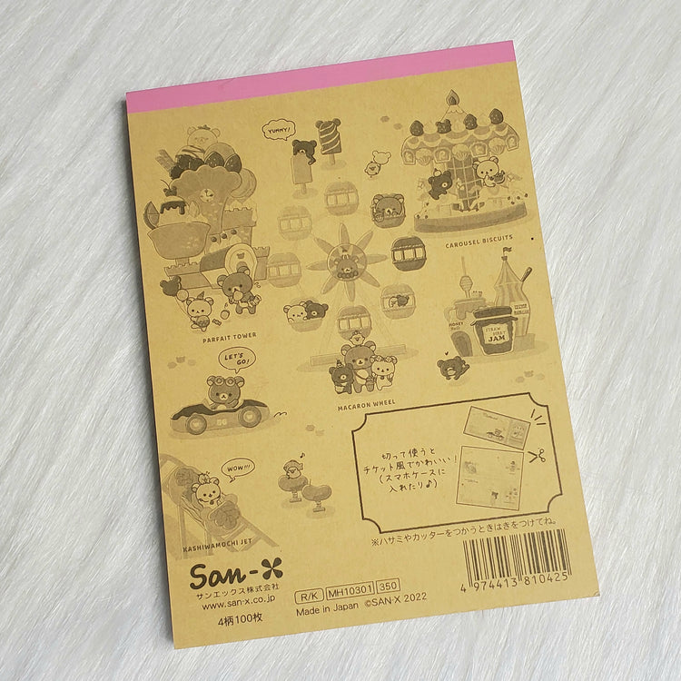 Rilakkuma Amusement Park Large Memo Pad Kawaii Stationery Notepad Collectible Gifts