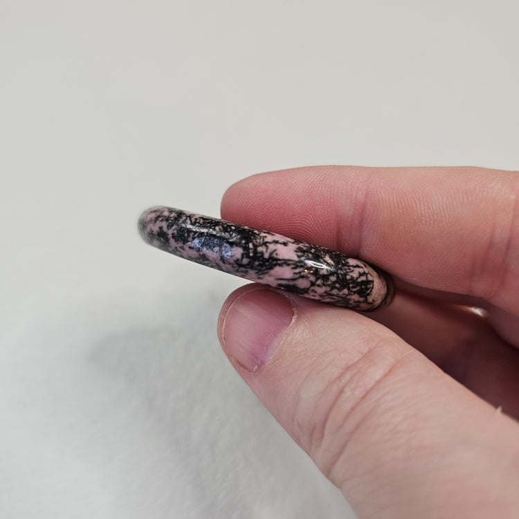 Rhodonite Handcrafted Thumb Pocket Worry Stone Anxiety Relief BONUS Info Card