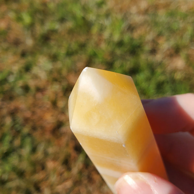 Creamy Orange Calcite Generator Tower BONUS INFO CARD Crystals