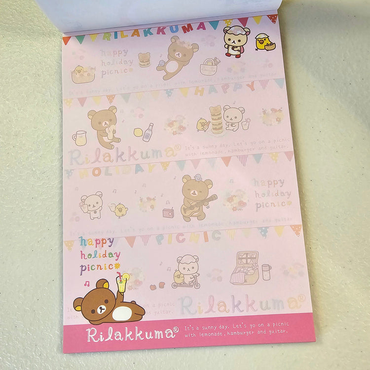 San-x Rilakkuma Large Memo Pad Sticker Sheet Kawaii Japan