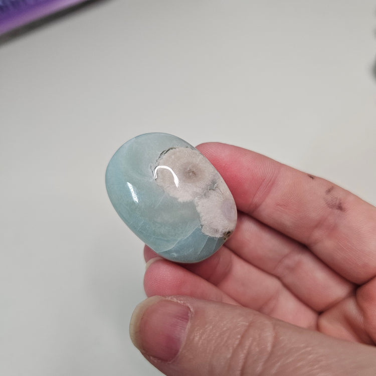 Green Flower Agate Palm Pocket Stone Tumbler Crystals Minerals Stones Natural