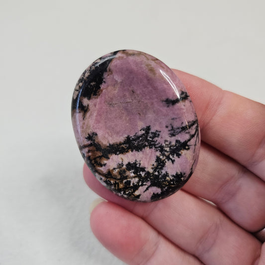 Rhodonite Handcrafted Thumb Pocket Worry Stone Anxiety Relief BONUS Info Card