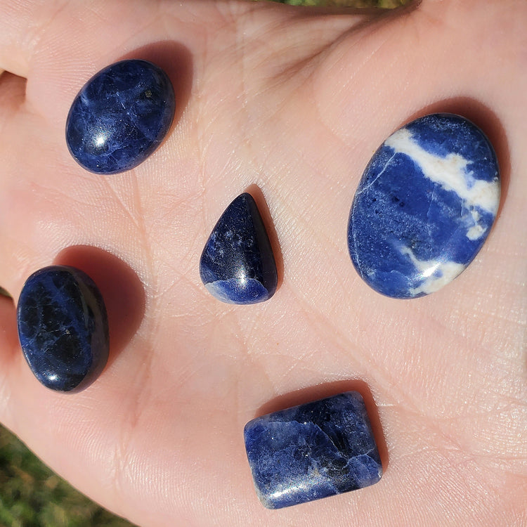 Sodalite Cabochons Bundle (5) Tear Drop Crystals Wire Wrapping BONUS INFO CARD