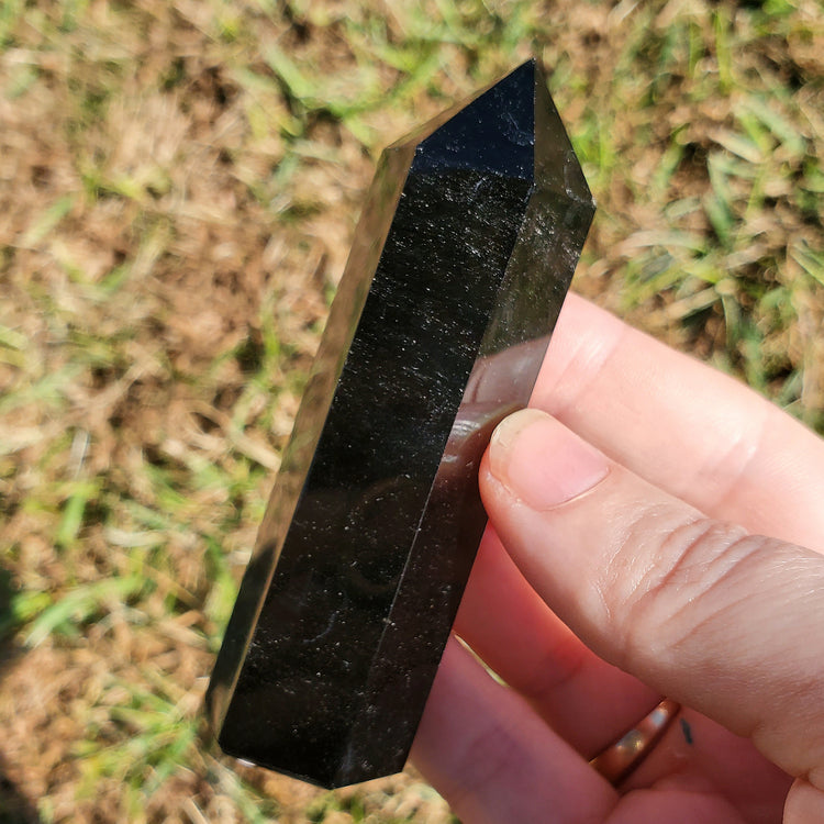 Black Obsidian Tower Point BONUS INFO CARD Crystals Minerals Stones