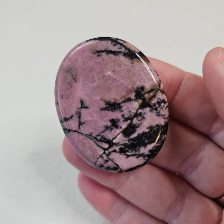 Rhodonite Handcrafted Thumb Pocket Worry Stone Anxiety Relief BONUS Info Card
