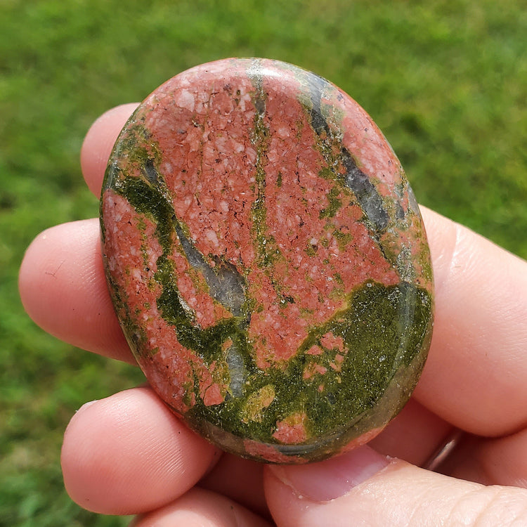 Unakite Worry Stone Pocket Crystals Mineral Stones Natural BONUS Info Card Gifts