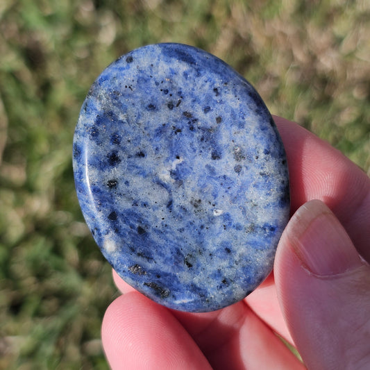 Sodalite Natural Worry Stone Handcrafted Thumb Pocket Stone Anxiety Relief Comfort Gifts BONUS Info Card