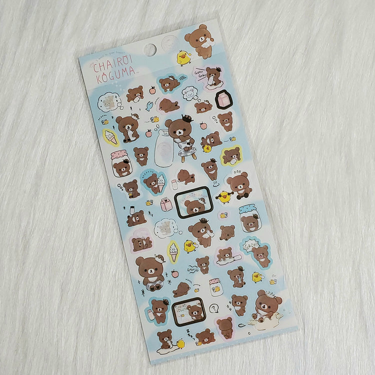 San-x Rilakkuma Chairoikoguma Milk Sticker Sheet LOT (2) Stickers Japan Gifts