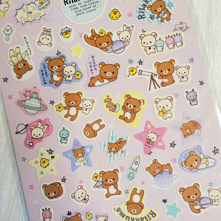 Retro San-x Rilakkuma Glow In Dark Space Stickers Sticker Sheet Kawaii Japan