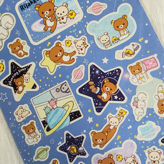 Retro San-x Rilakkuma Glow In Dark Space Stickers Sticker Sheet Kawaii Japan