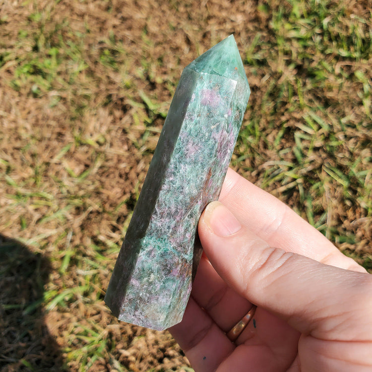 Green Mica Pink Tourmaline Generator Tower Crystals Collectible