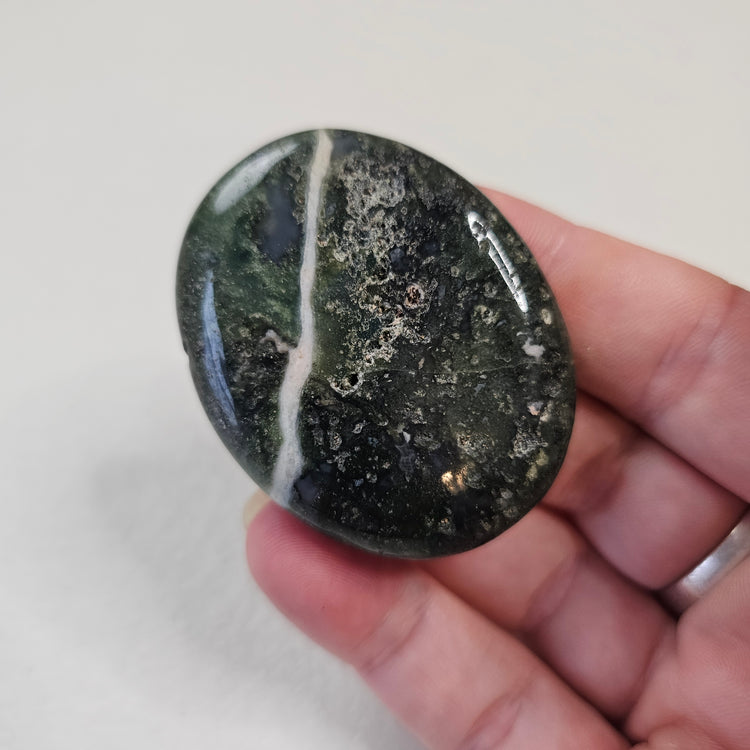 Moss Agate Worry Pocket Stone Crystals BONUS Info Card Gifts