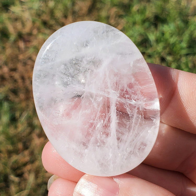 Clear Quartz Beautiful Worry Pocket Stone Crystals Mineral BONUS Info Card Gifts