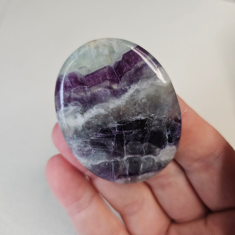 Rainbow Fluorite Worry Pocket Stone Crystals BONUS INFO CARD Gifts