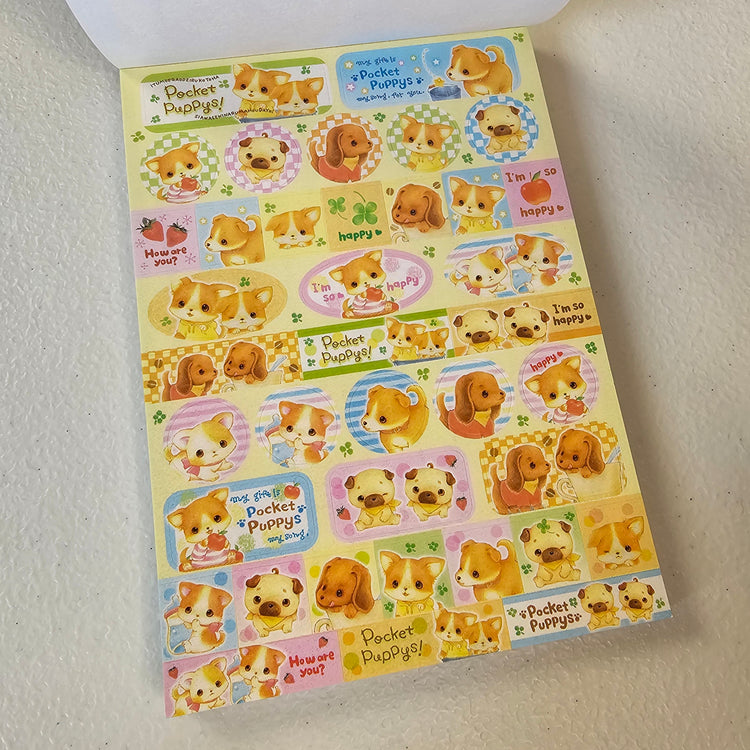 Pocket Puppies Large Memo Pad Sticker Page Kawaii Stationery Notepad Collectible Used