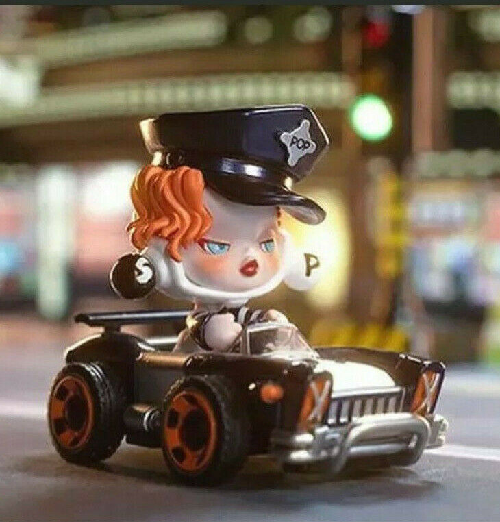 SkullPanda Pop Mart Super Track Vintage Police Car Designer Art Toy Mini Figure
