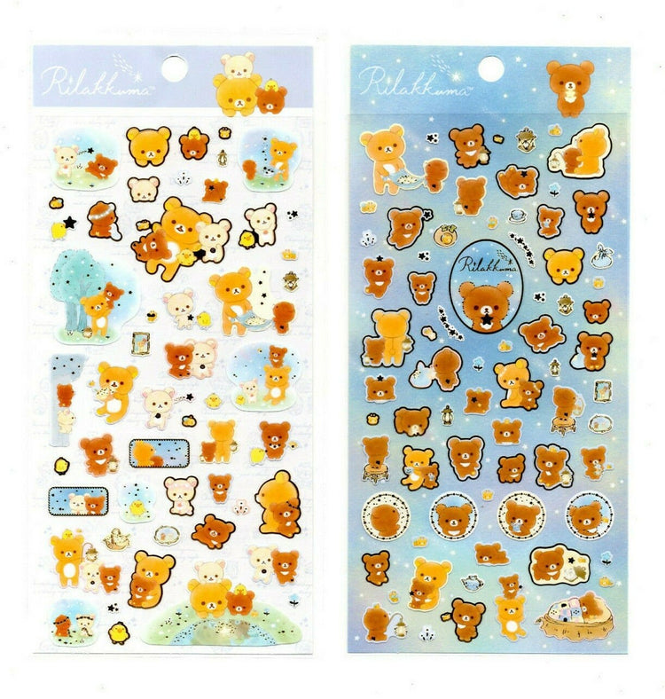 San-x Rilakkuma Korilakkuma Star Light Stickers Sticker Sheet LOT (2) Kawaii Japan 2019