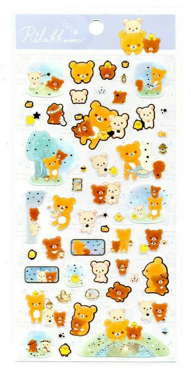 San-x Rilakkuma Korilakkuma Star Light Stickers Sticker Sheet LOT (2) Kawaii Japan 2019