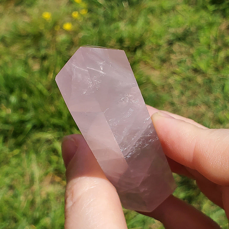 Rose Quartz Tower Point Rainbow BONUS Info Card Crystals Minerals Stones Natural Metaphysical Nature Reiki Collectible