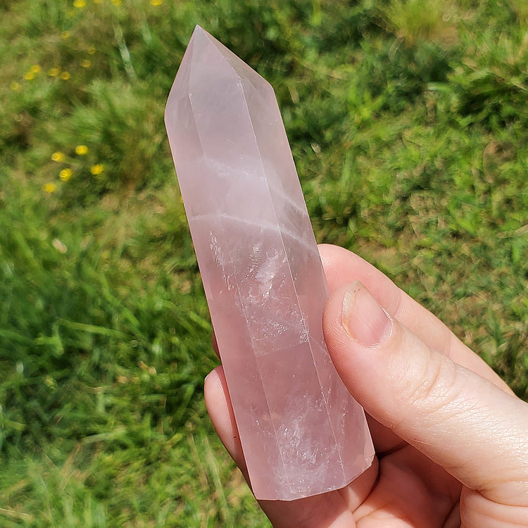 Rose Quartz Tower Point Rainbow BONUS Info Card Crystals Minerals Stones Natural Metaphysical Nature Reiki Collectible