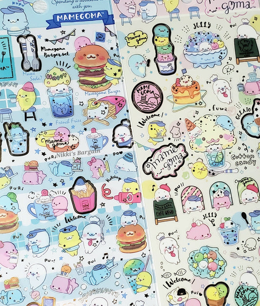 San-x Mamegoma Cafe Stickers Sticker Sheet LOT (2) Kawaii Food Japan Collectible Gifts