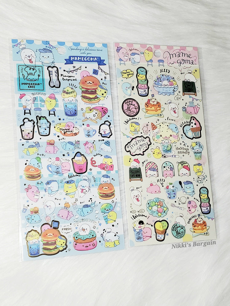 San-x Mamegoma Cafe Stickers Sticker Sheet LOT (2) Kawaii Food Japan Collectible Gifts