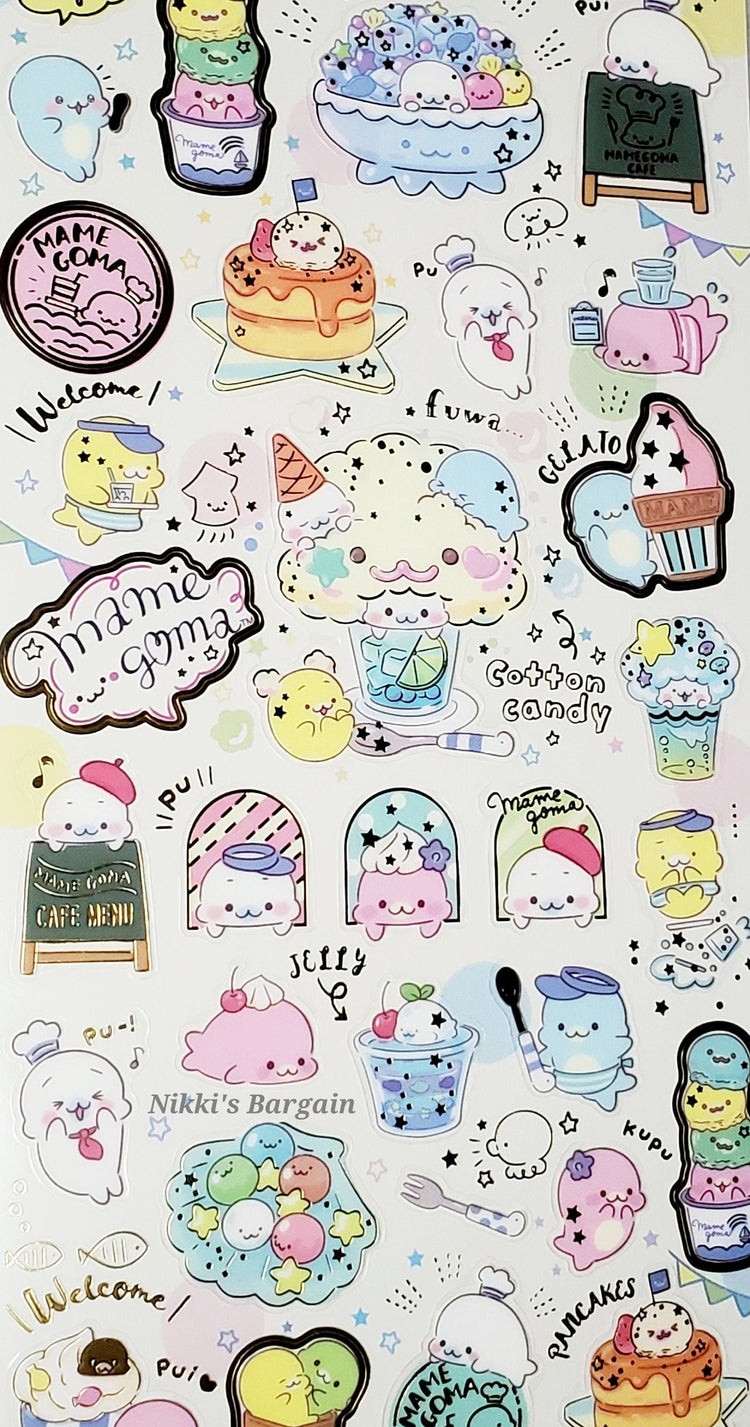 San-x Mamegoma Cafe Stickers Sticker Sheet LOT (2) Kawaii Food Japan Collectible Gifts