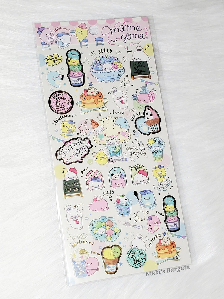 San-x Mamegoma Cafe Stickers Sticker Sheet LOT (2) Kawaii Food Japan Collectible Gifts