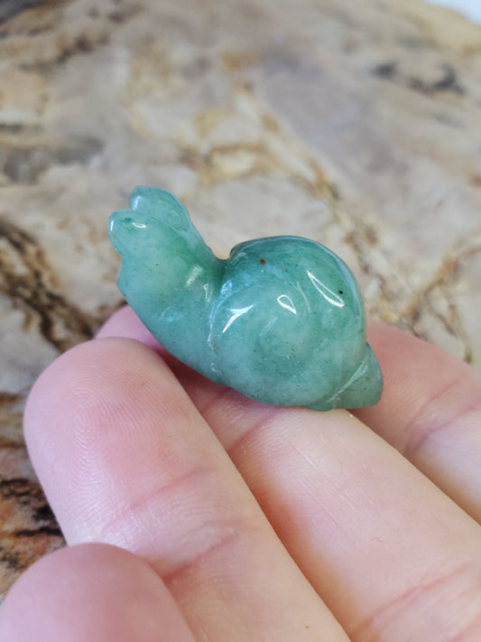 Kawaii Green Aventurine Snail Carving BONUS Info Card Crystals Minerals Stones Rocks Collectible Gifts