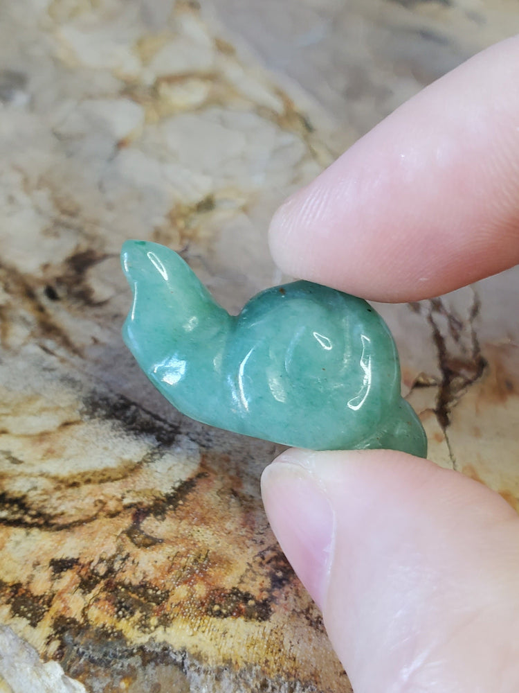 Kawaii Green Aventurine Snail Carving BONUS Info Card Crystals Minerals Stones Rocks Collectible Gifts