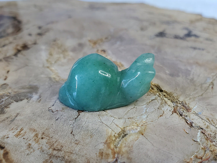 Kawaii Green Aventurine Snail Carving BONUS Info Card Crystals Minerals Stones Rocks Collectible Gifts