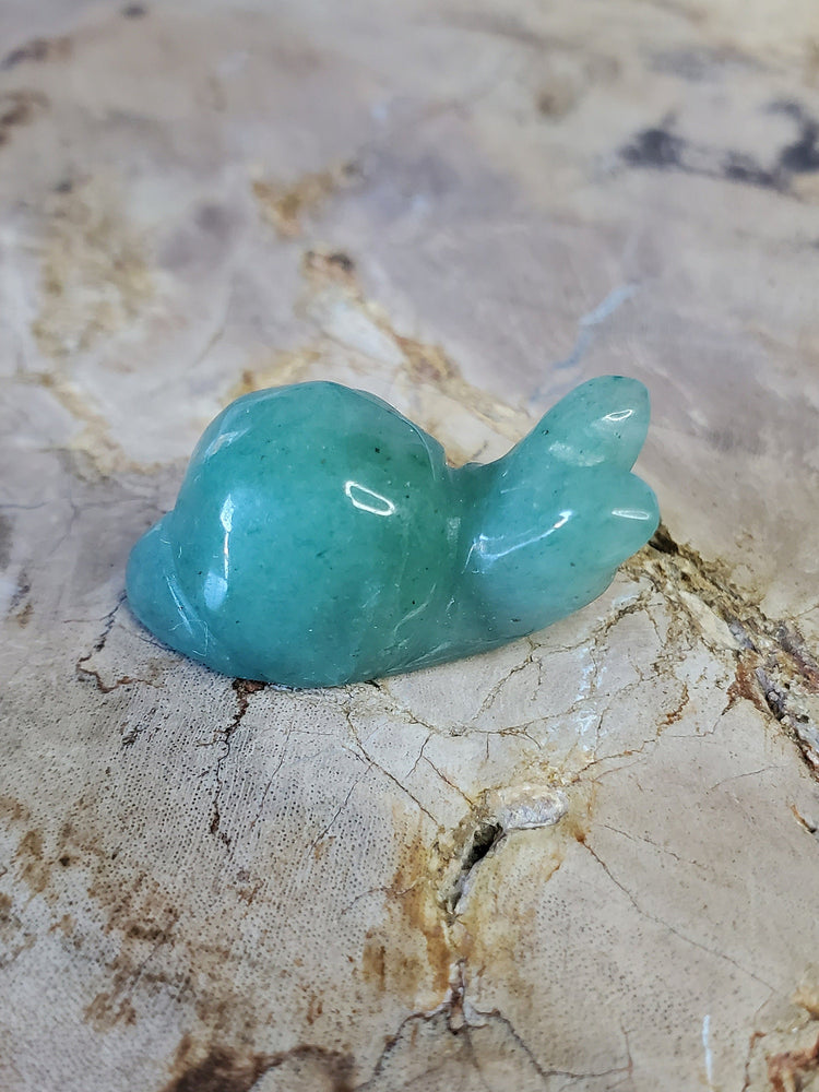 Kawaii Green Aventurine Snail Carving BONUS Info Card Crystals Minerals Stones Rocks Collectible Gifts